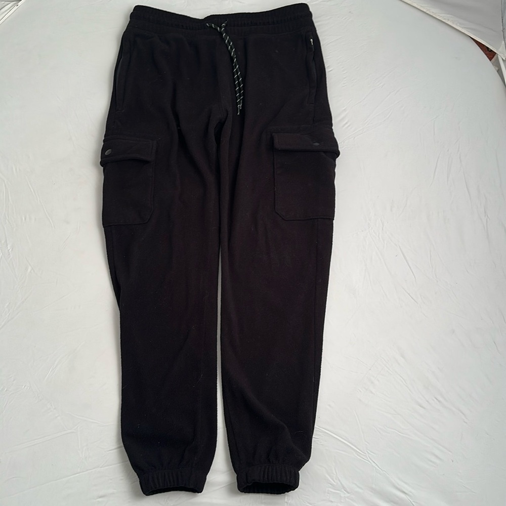 Old Navy black fleece drawstring waist cargo jogger pants